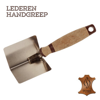Super Prof Hoektroffel inwendig d. rond 80x60mm RVS Lederen greep