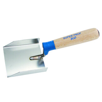 Super Prof Hoektroffel inwendig, opstaande kanten, 90x80x20mm RVS Houten greep
